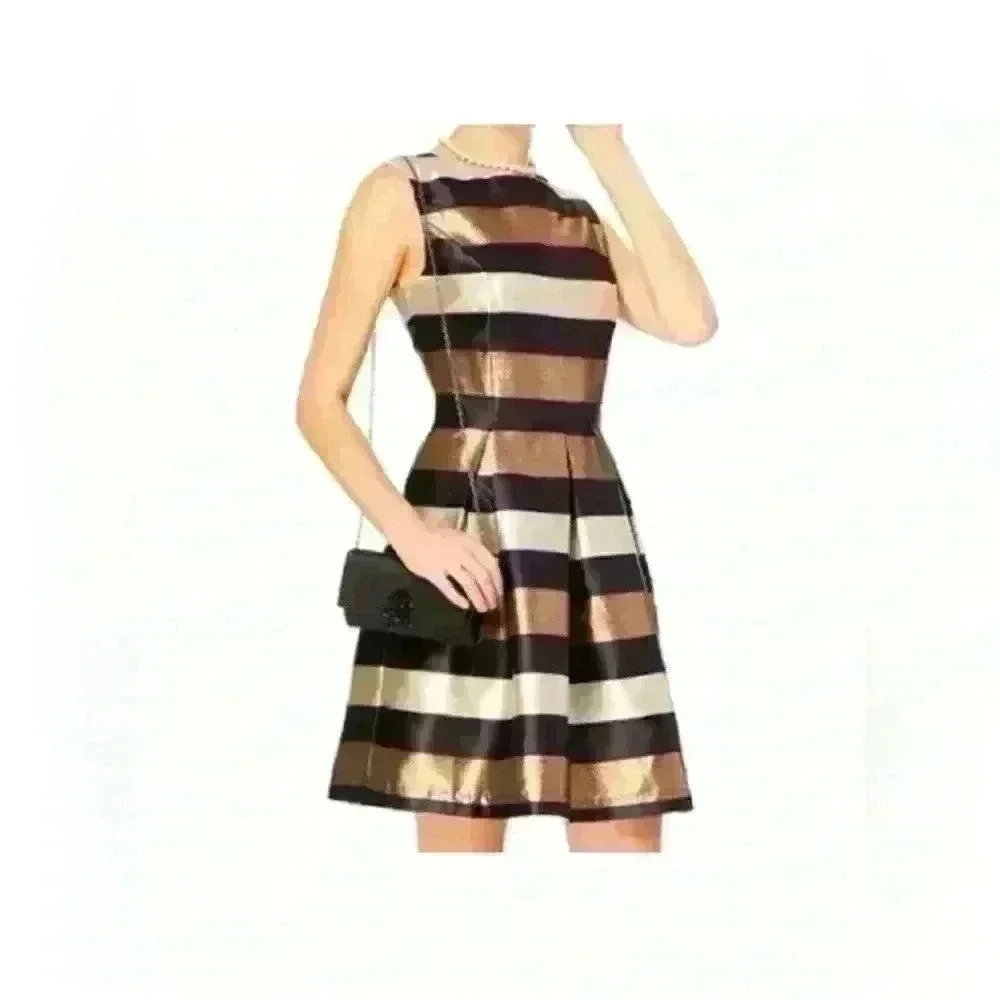 Cremieux metallic striped dress glitter size 14